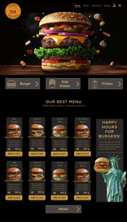 Website für Burger-Restaurants