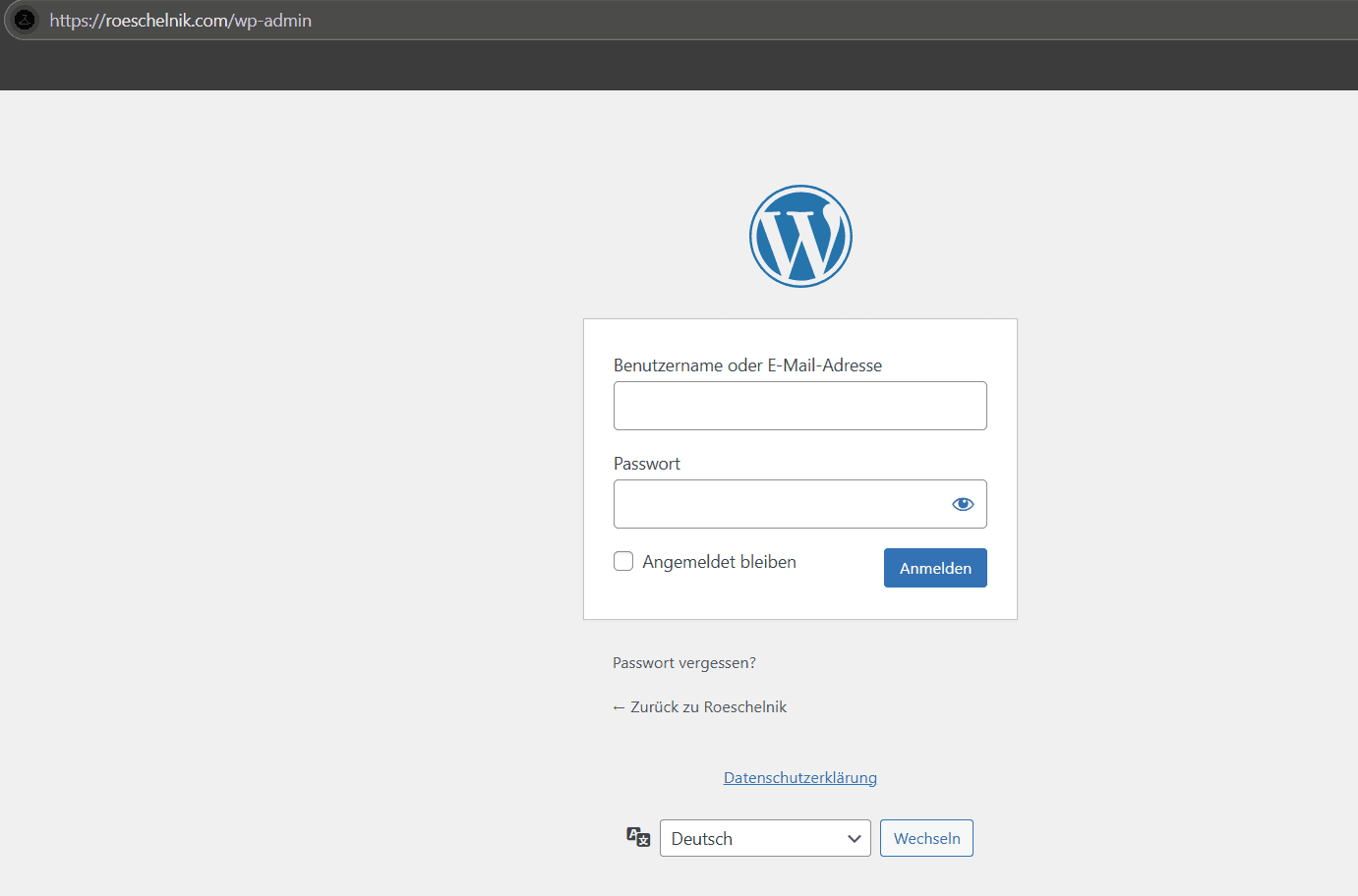 Wordpress Login Screenshot