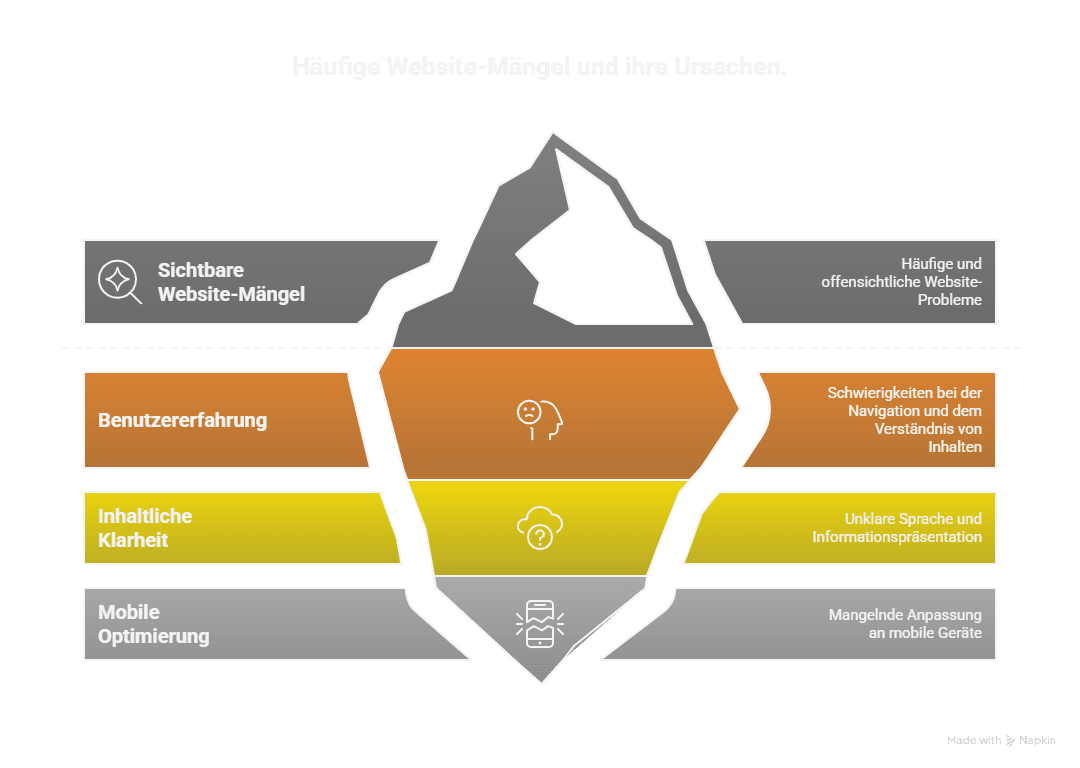 Infografik zu den häufigsten Mängeln von Websites