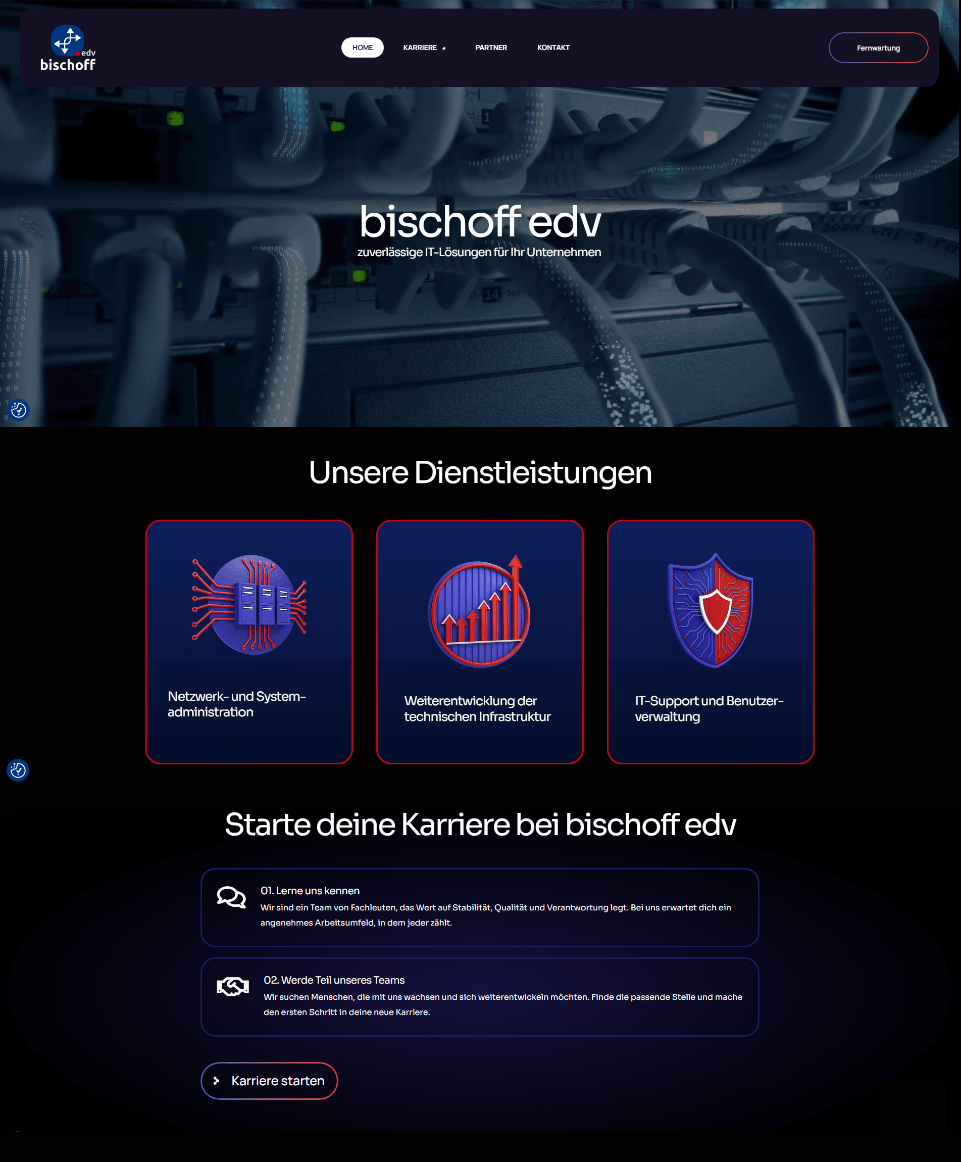 Modernes Website-Design für das IT-Unternehmen EDV aus Pforzheim, umgesetzt von der Webagentur Haitech
